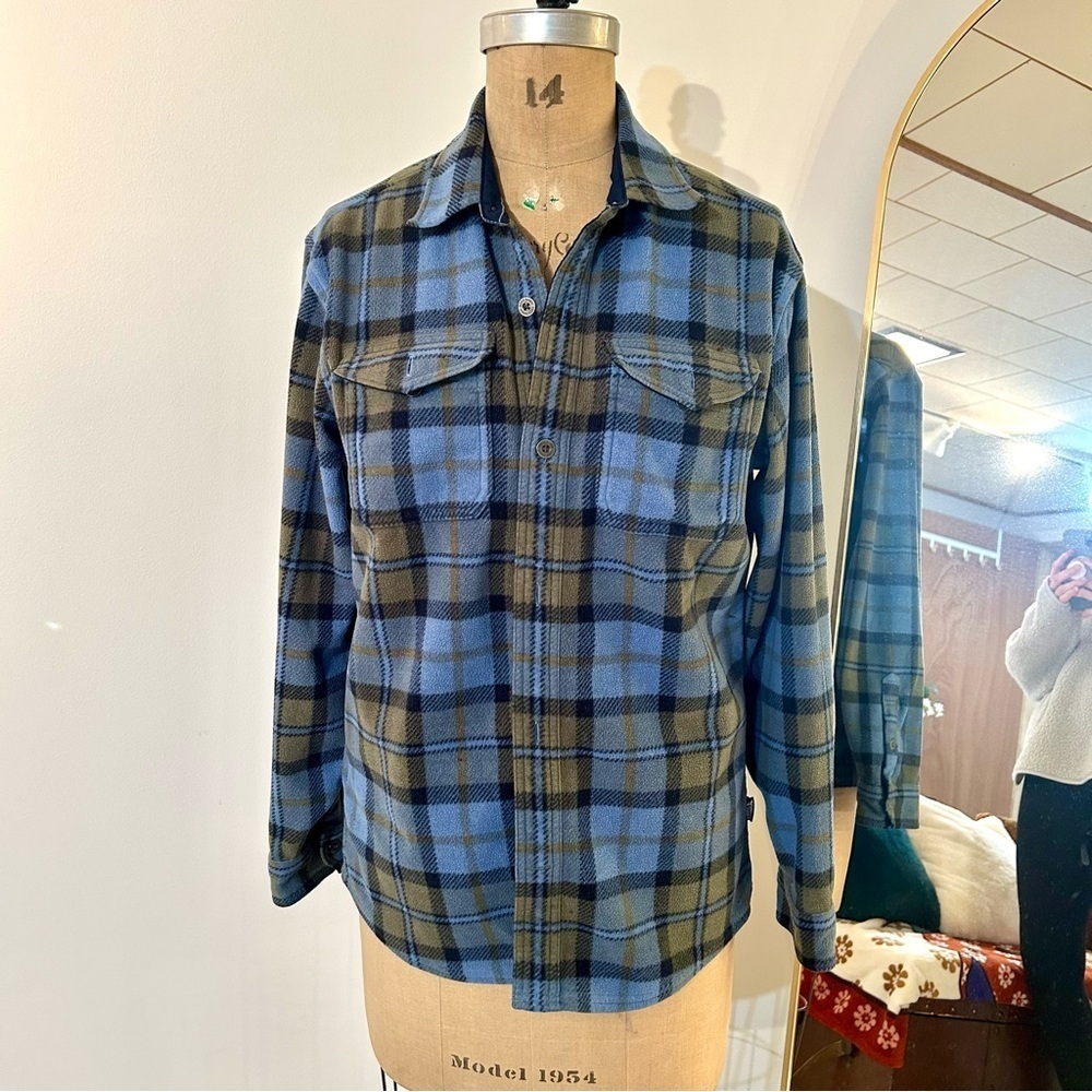 Eddie Bauer Men’s Blue and Green Plaid Casual Shirt Sz S
